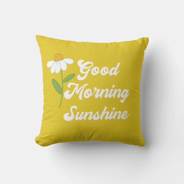 Coussin Bon Matin Sunshine Fleur Jaune manuscrite (Recto)
