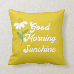 Coussin Bon Matin Sunshine Fleur Jaune manuscrite