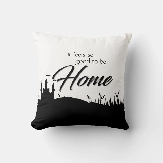 Coussin Bon pour être à la maison noir blanc calligraphie  (Recto)