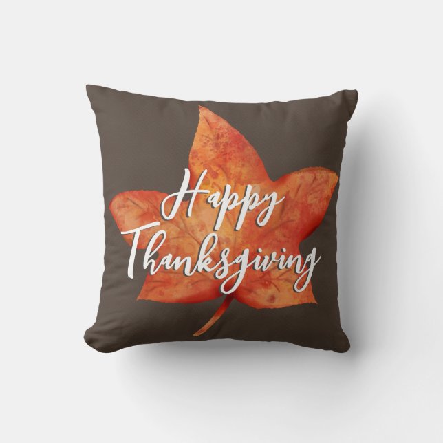 Coussin Bon thanksgiving aquarelle automne feuille d'érabl (Recto)