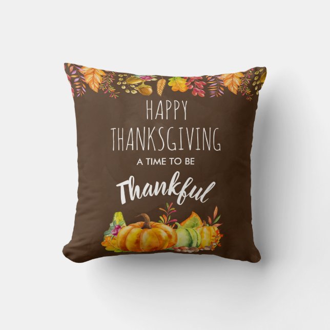 Coussin Bon thanksgiving Citrouilles et feuillage d'automn (Recto)