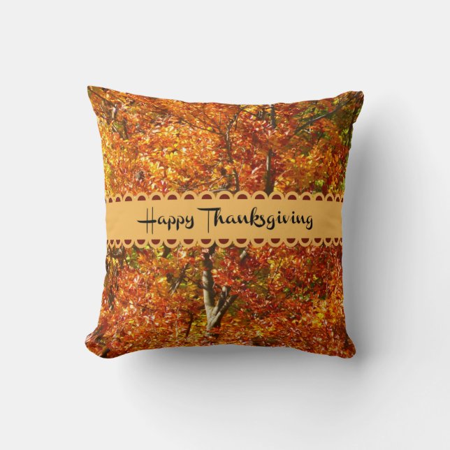 Coussin Bon thanksgiving, Couleurs Automnes, (Recto)