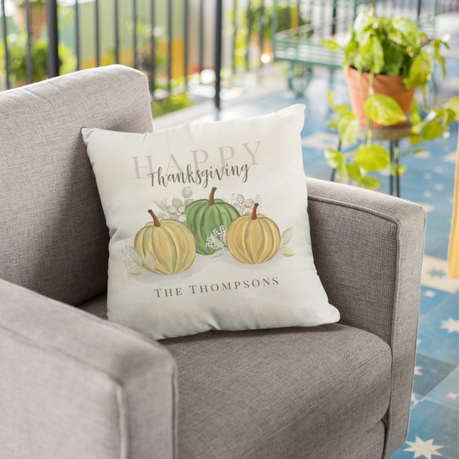 Coussin Bon thanksgiving d'automne citrouille personnalisé (Fall autumn pumpkin gourds personalized throw pillow. )