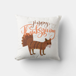Coussin Bon thanksgiving Funny Cat Turkey