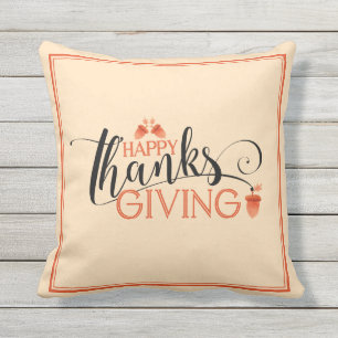 Coussin Bon thanksgiving Moderne Typographie Noire & Rouge