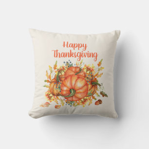 Coussin Bon thanksgiving Orange Citrouilles Automne Feuill