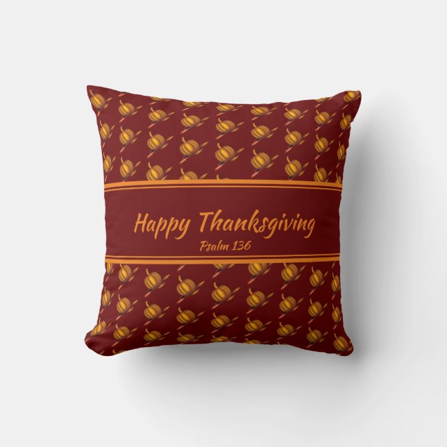 Coussin BON THANKSGIVING personnalisé Bourgogne Citrouille (Recto)