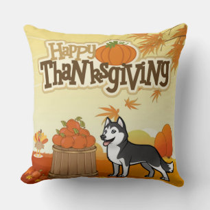 Coussin Bon thanksgiving Sibérien Husky