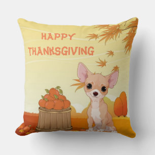Coussin Bon thanksgiving Tan Chihuahua