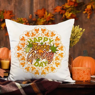Coussin Bon thanksgiving typographymandala JETER PILLOW
