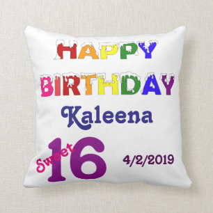 Coussin Bonbon 16 à joyeux anniversaire