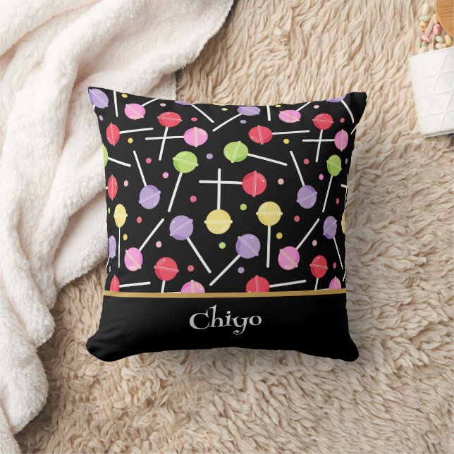 Coussin Bonbon Décora Sucette Motif Noir (Couverture)