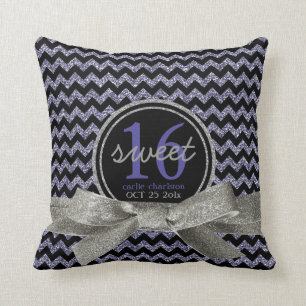 Coussin Bonbon personnalisé par Chevron pourpre étincela