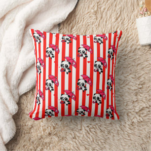 Coussin Bonbons blanc rouge rayé
