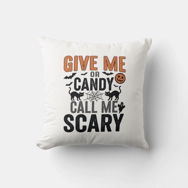 Coussin Bonbons d'Halloween ou Appelez-moi Épouvantable Gr (Recto)