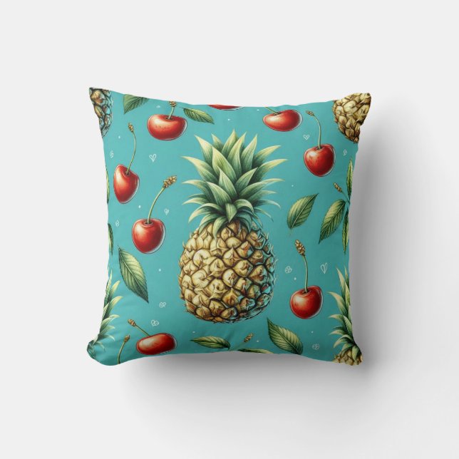 Coussin Bonheur Ananas Cerise (Recto)