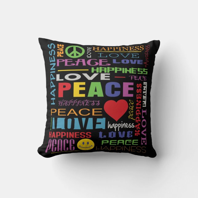 Coussin Bonheur d'amour de paix (Recto)
