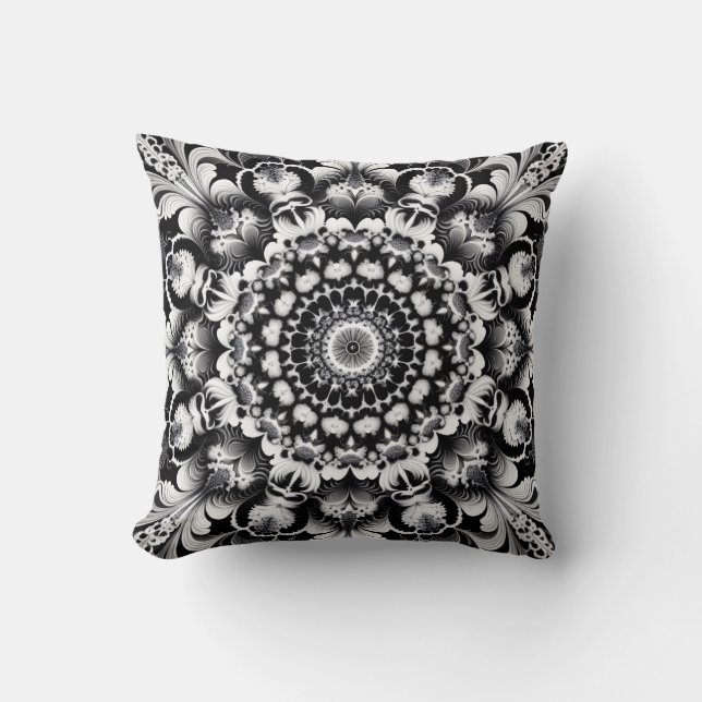 Coussin Bonheur en noir et blanc (Recto)