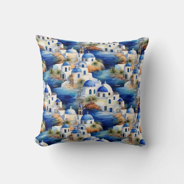 Coussin Bonheur Méditerranéen Inspiré de la Grèce (Recto)