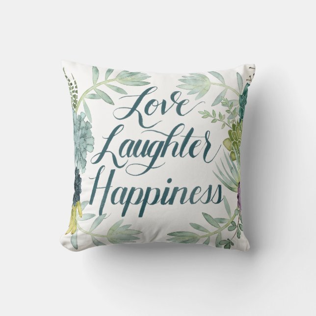 Coussin Bonheur plante | Amour rire bonheur (Recto)