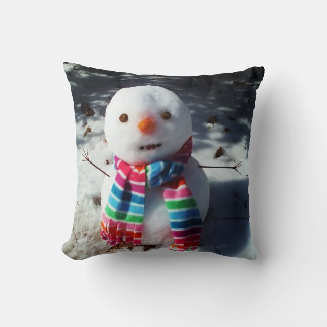 Coussin bonhomme de neige arc-en-ciel (Recto)