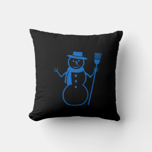 Coussin bonhomme de neige bleu et noir et JOYEUX VACANCES