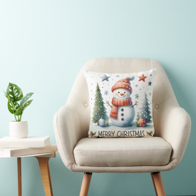 Coussin Bonhomme de neige de Noël (Chaise)