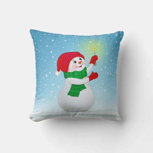 Coussin Bonhomme de neige de Noël (Recto)