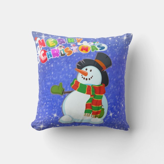 Coussin Bonhomme de neige de Noël (Recto)