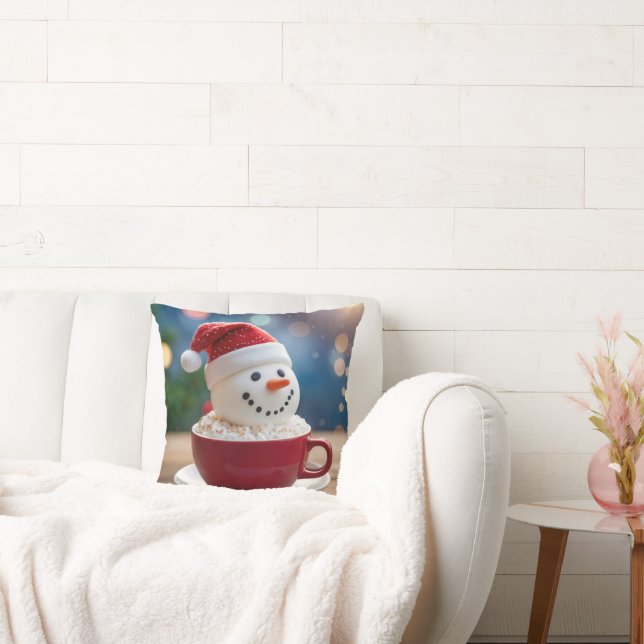 Coussin Bonhomme de neige de Noël dans un chocolat chaud (Canapé)