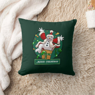 Coussin Bonhomme de neige drôle Joyeux Noël Surprise Dessi