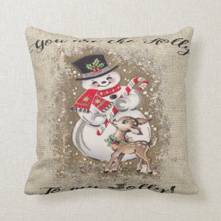 Coussin Bonhomme de neige et renne gais ! Si mignon…