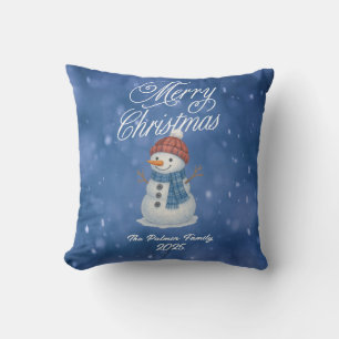 Coussin Bonhomme de neige fantaisiste Joyeux Noël