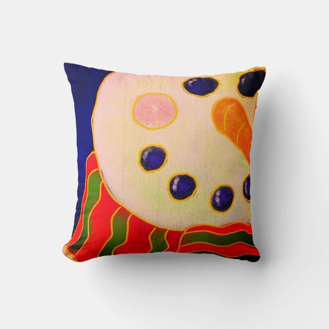 Coussin Bonhomme de neige funky abstrait d'art de Noël (Recto)