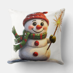 Coussin Bonhomme de neige joyeux