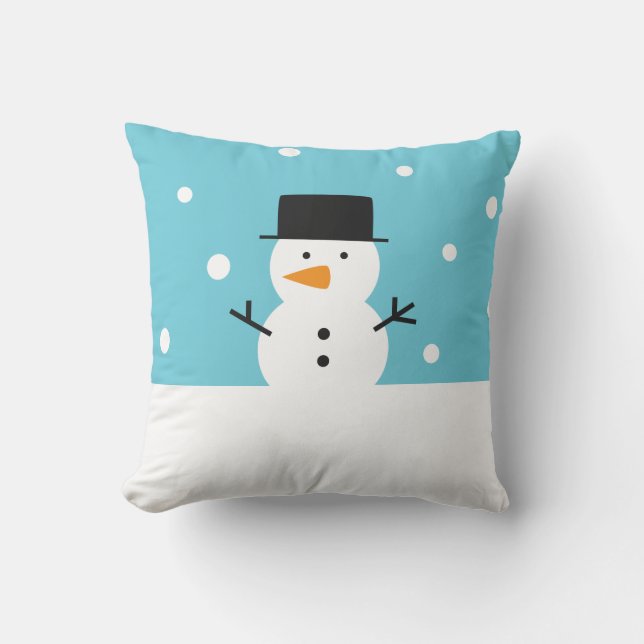 Coussin Bonhomme de neige mignon sur l'arrière - plan de (Recto)