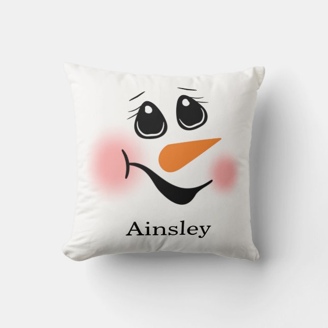 Coussin Bonhomme de neige Monogrammé (Recto)