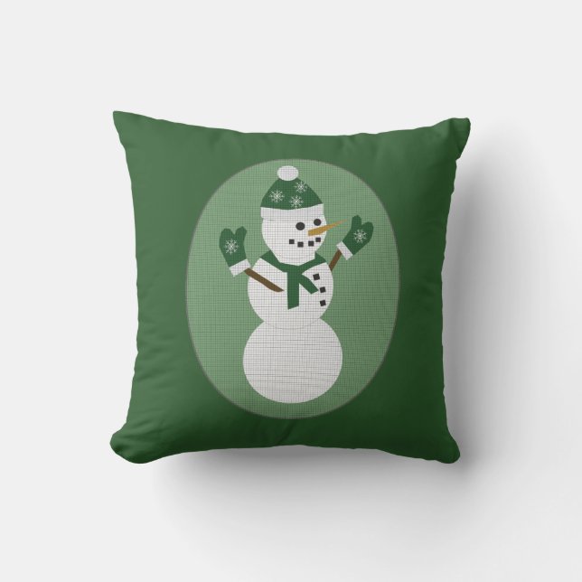 Coussin Bonhomme de neige Noël vert (Recto)
