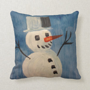 Coussin Bonhomme de neige sur le bleu