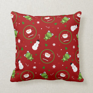 Coussin Bonhommes de neige rouges du père noël de