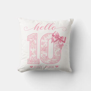 Coussin Bonjour 10 Anniversaire Rose Bonjour 10 Année pe