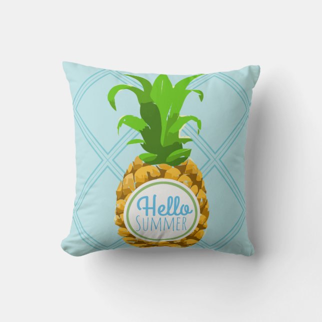Coussin Bonjour Ananas Tropical Été (Recto)