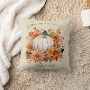Coussin Bonjour Automne aquarelle fleur sauvage feuilles d