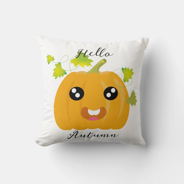 Coussin Bonjour Automne - Citrouille mignon (Recto)