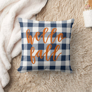 Coussin Bonjour Automne Marine Buffalo Plaid