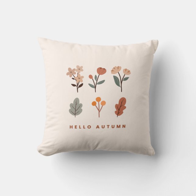 Coussin Bonjour Automne Minimaliste Automne Florales (Recto)