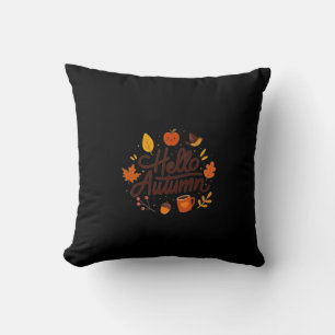 Coussin Bonjour Automne Sombre Esthétique Citrouille & F