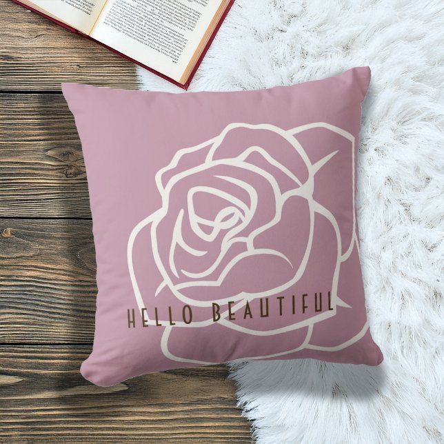 Coussin Bonjour Belle - Rose Rose Élégante Moderne (Créateur téléchargé)