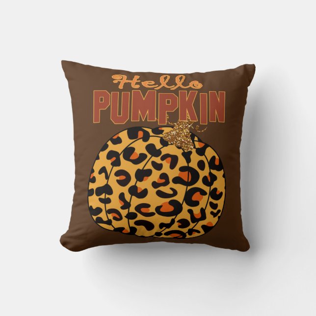 Coussin Bonjour Citrouille - Automne Empreinte de léopard (Recto)
