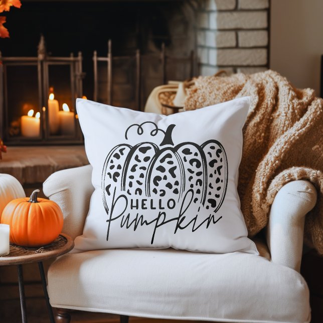 Coussin Bonjour Citrouille d'Automne (Hello Pumpkin Decorative Throw Pillow)
